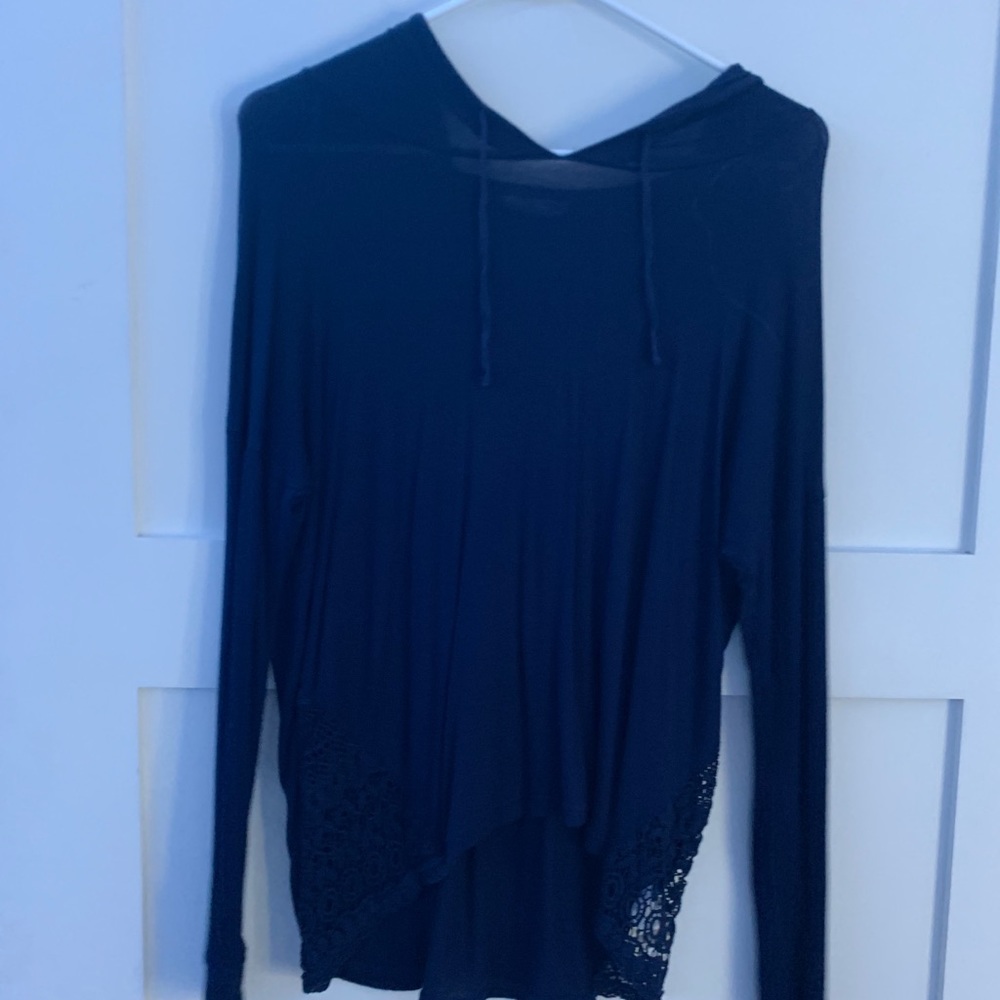 blue cowl neck
